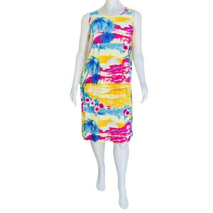 JAMS WORLD Women's Size L Paradise Island Tropical Floral Shift Sundress Dress